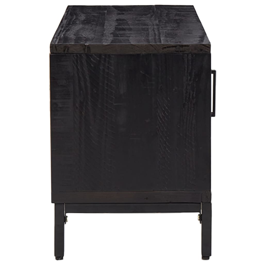 vidaXL TV-Schrank Schwarz 110x35x48 cm Massivholz Kiefer