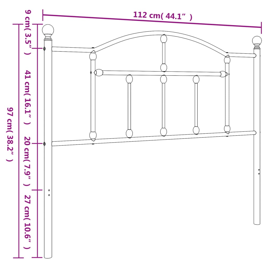 vidaXL Kopfteil Metall Weiß 107 cm