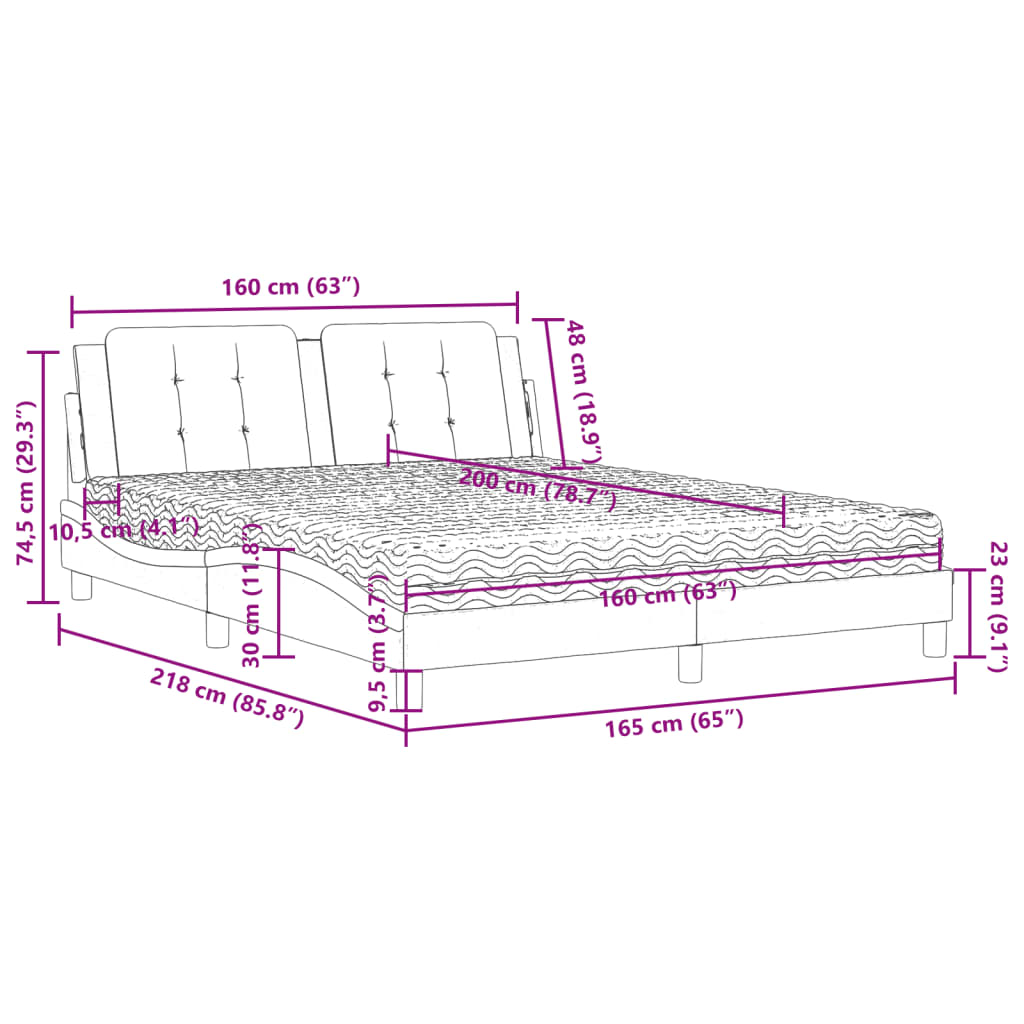 vidaXL Bett mit Matratze Braun 160x200 cm Kunstleder