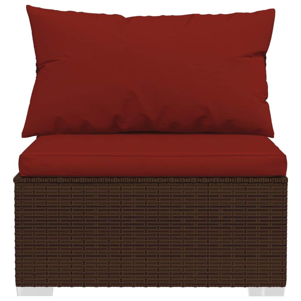 vidaXL 4-tlg. Garten-Lounge-Set mit Auflagen Poly Rattan Braun