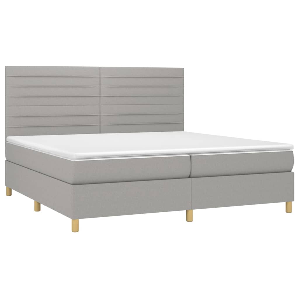 vidaXL Boxspringbett mit Matratze Hellgrau 200x200 cm Stoff