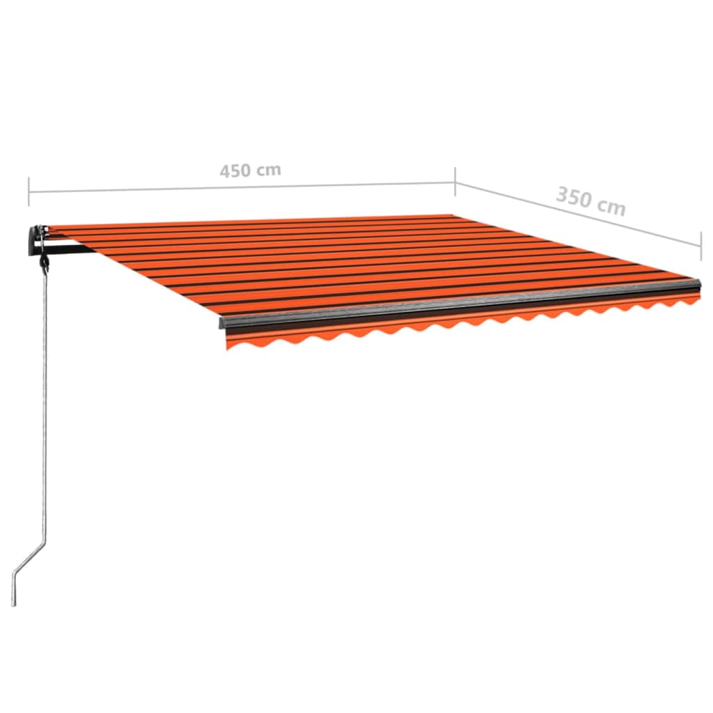 vidaXL Markise Manuell Einziehbar mit LED 450x350 cm Orange und Braun