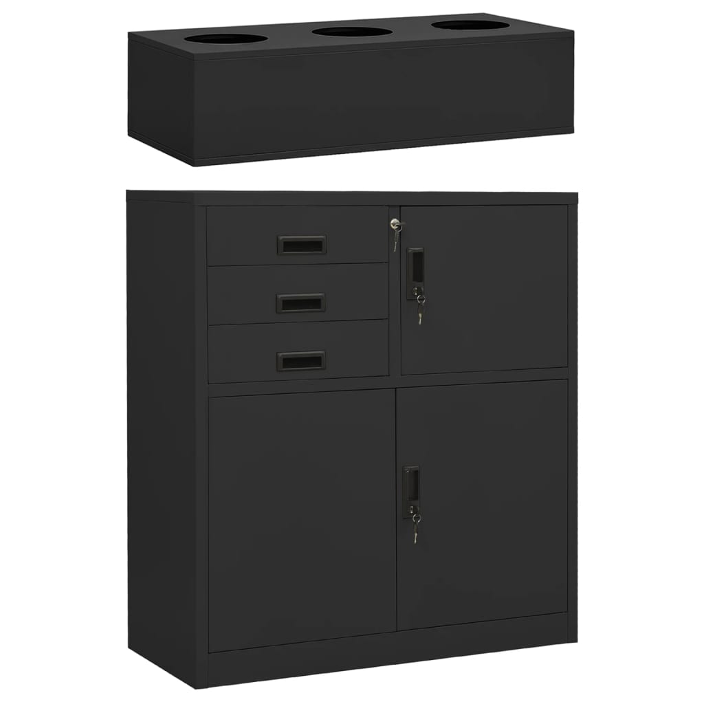 vidaXL Büroschrank mit Pflanzkasten Anthrazit 90x40x125 cm Stahl