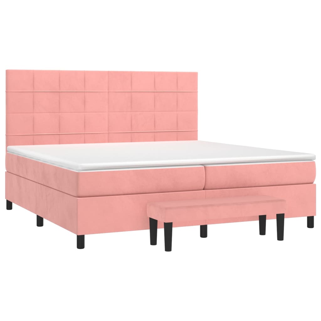 vidaXL Boxspringbett mit Matratze Rosa 200x200 cm Samt