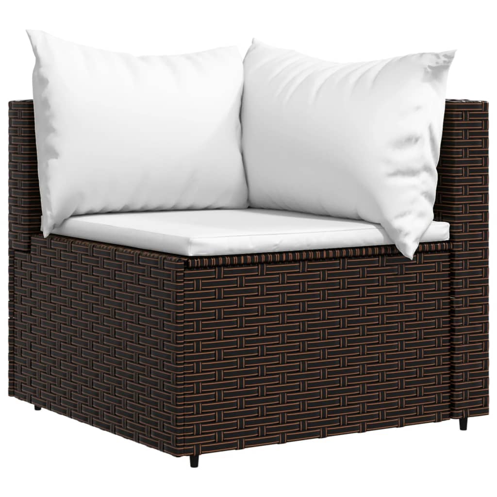 vidaXL 4-tlg. Garten-Lounge-Set mit Kissen Braun Poly Rattan