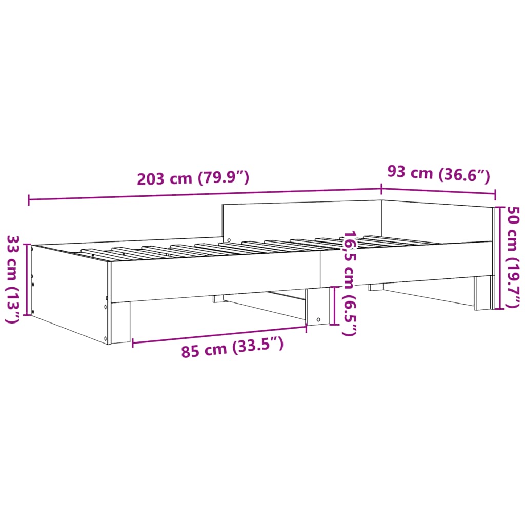 vidaXL Bettgestell ohne Matratze Sonoma-Eiche 90x200 cm Holzwerkstoff