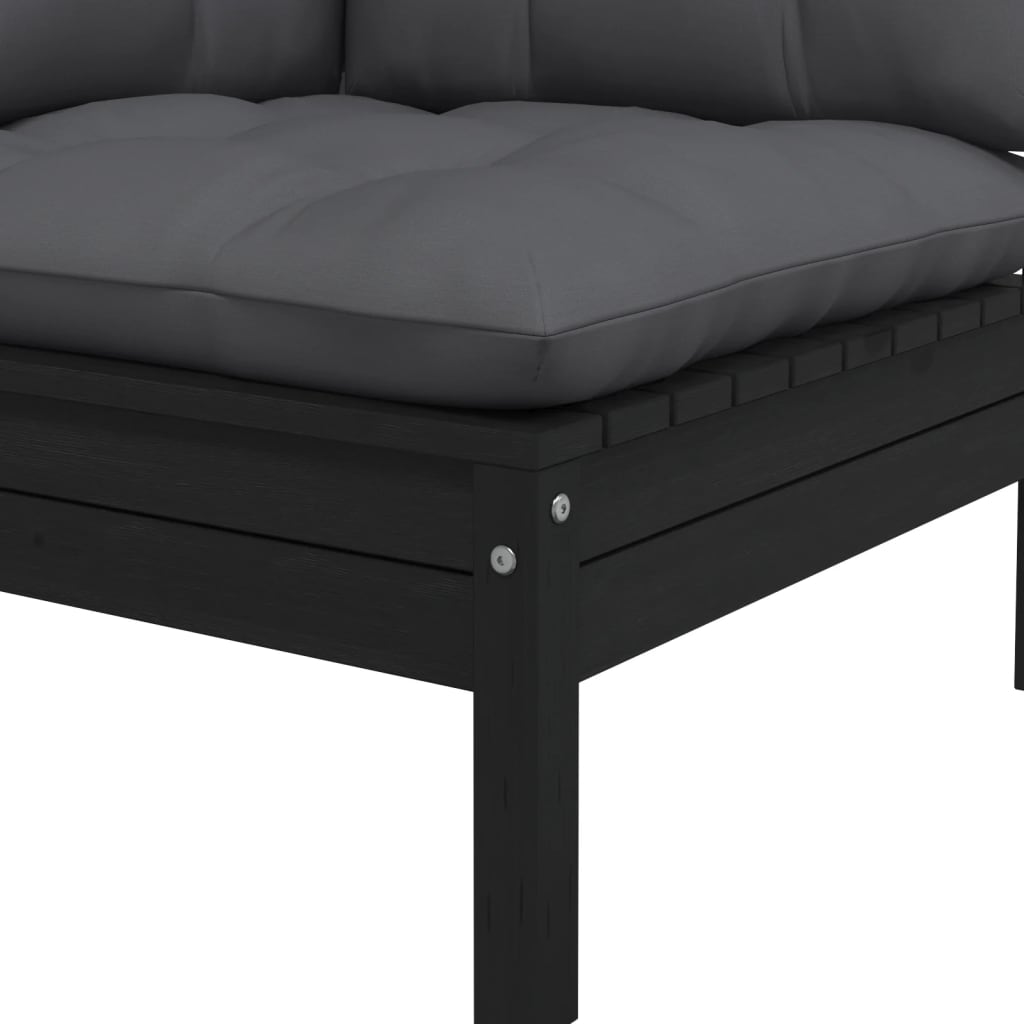 vidaXL Garten-Ecksofa mit Kissen in Schwarz Massivholz Kiefer