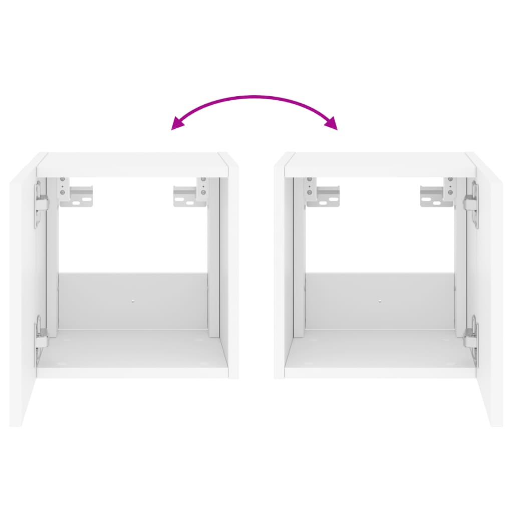 vidaXL TV-Wandschränke mit LED-Leuchten 2 Stk. Weiß 30,5x35x30 cm