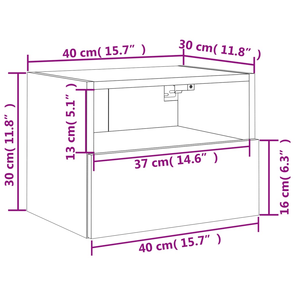 vidaXL TV-Wandschränke 2 Stk. Schwarz 40x30x30 cm Holzwerkstoff