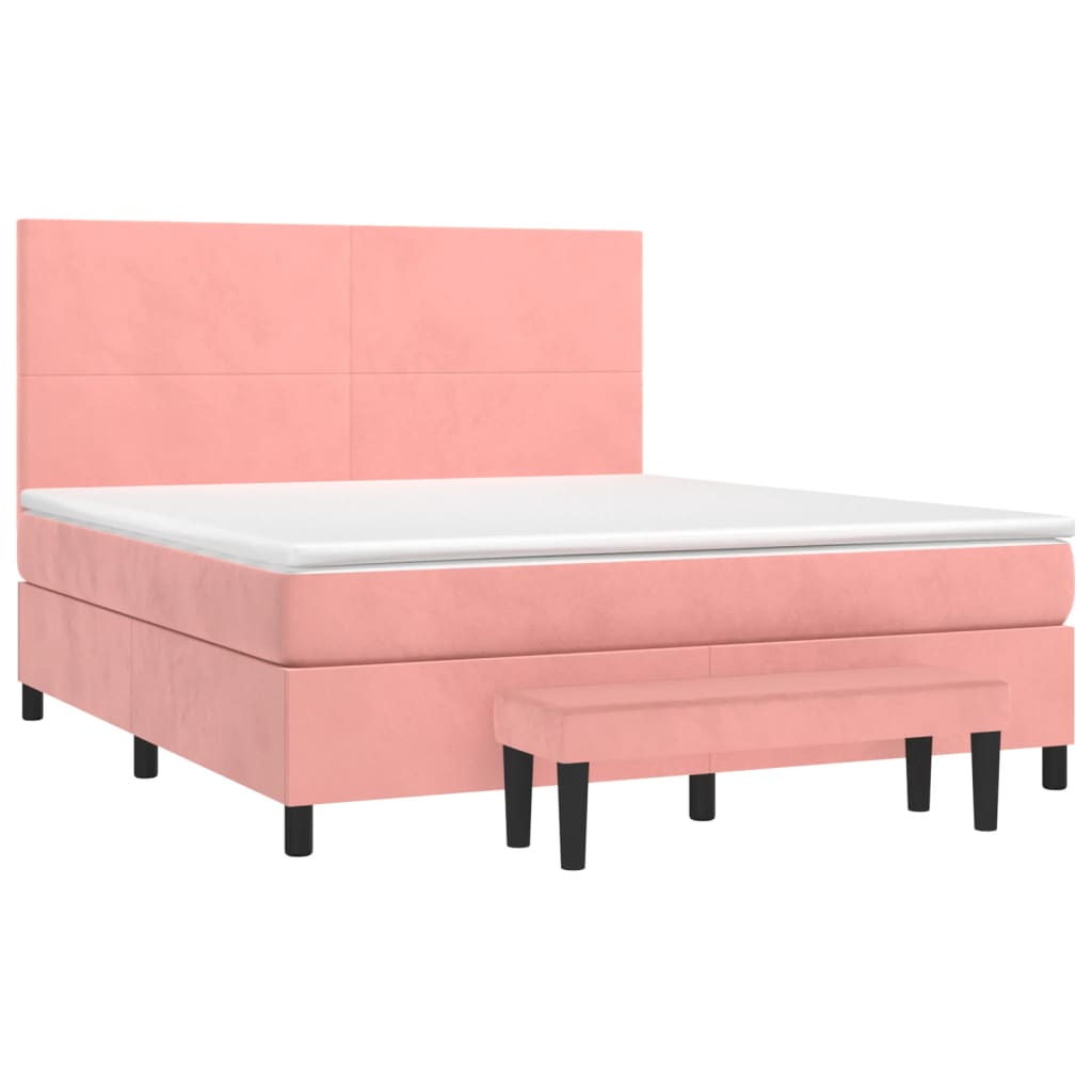 vidaXL Boxspringbett mit Matratze Rosa 160x200 cm Samt