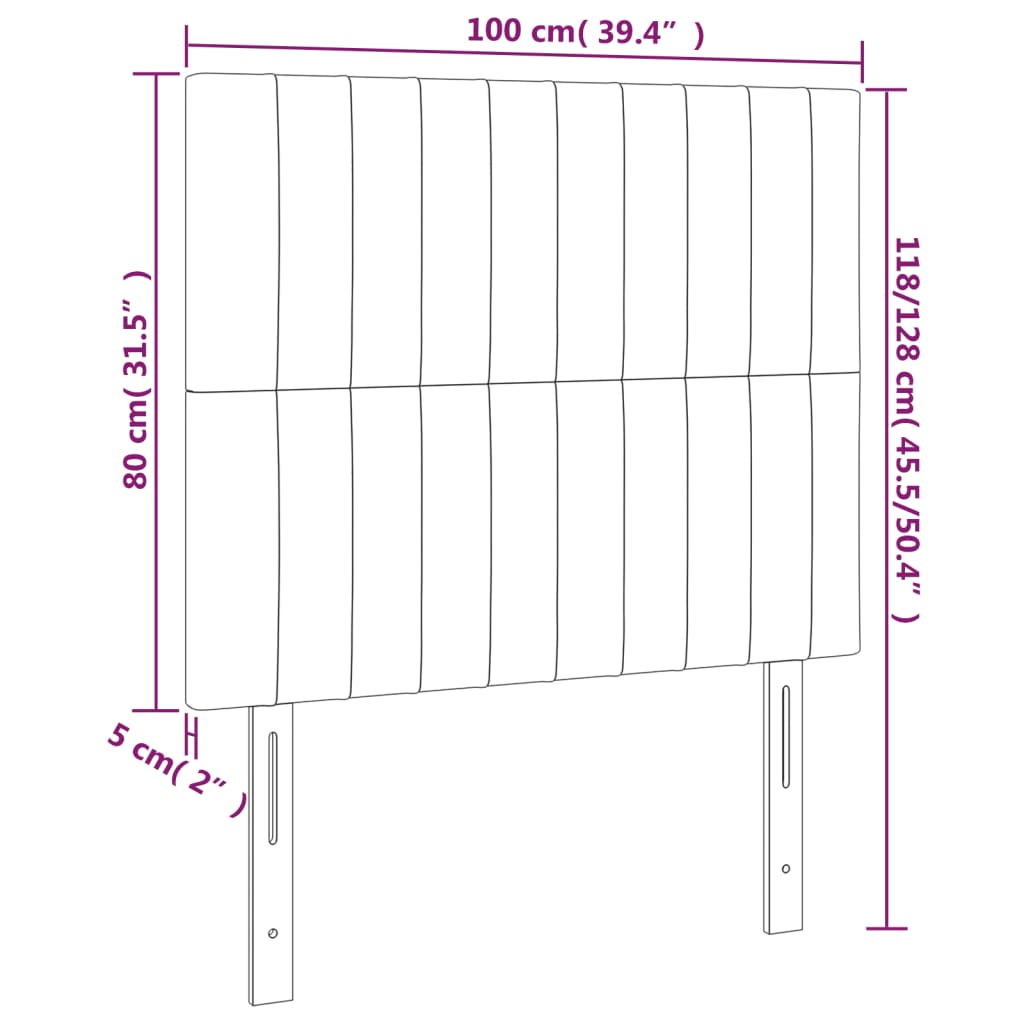 vidaXL LED Kopfteil Hellgrau 100x5x118/128 cm Samt