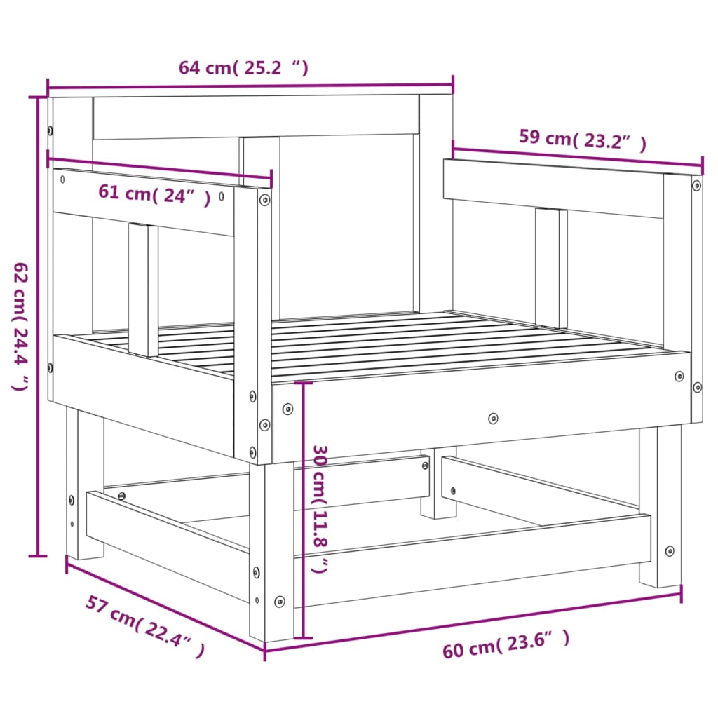 vidaXL Gartenstühle 2 Stk. Honigbraun Massivholz Kiefer