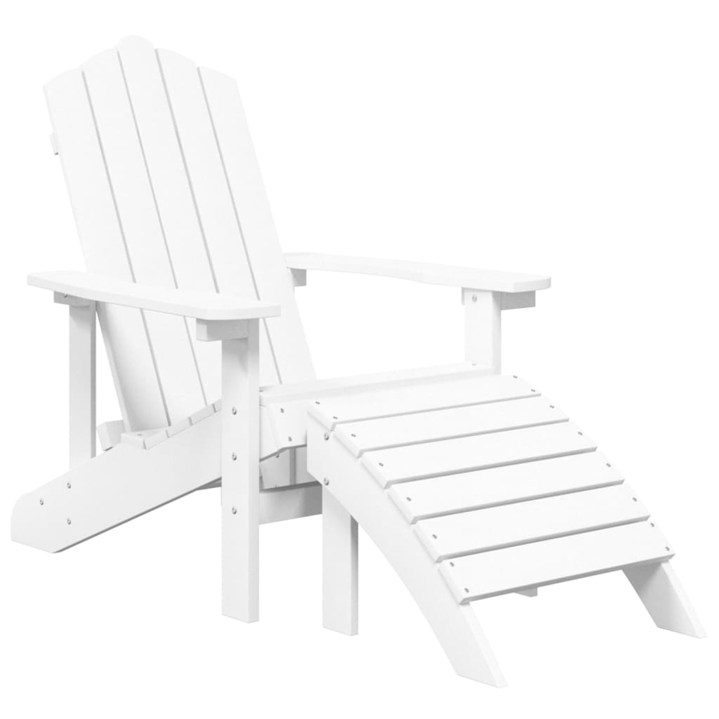 vidaXL Adirondack-Gartenstühle mit Hocker & Tisch HDPE Weiß