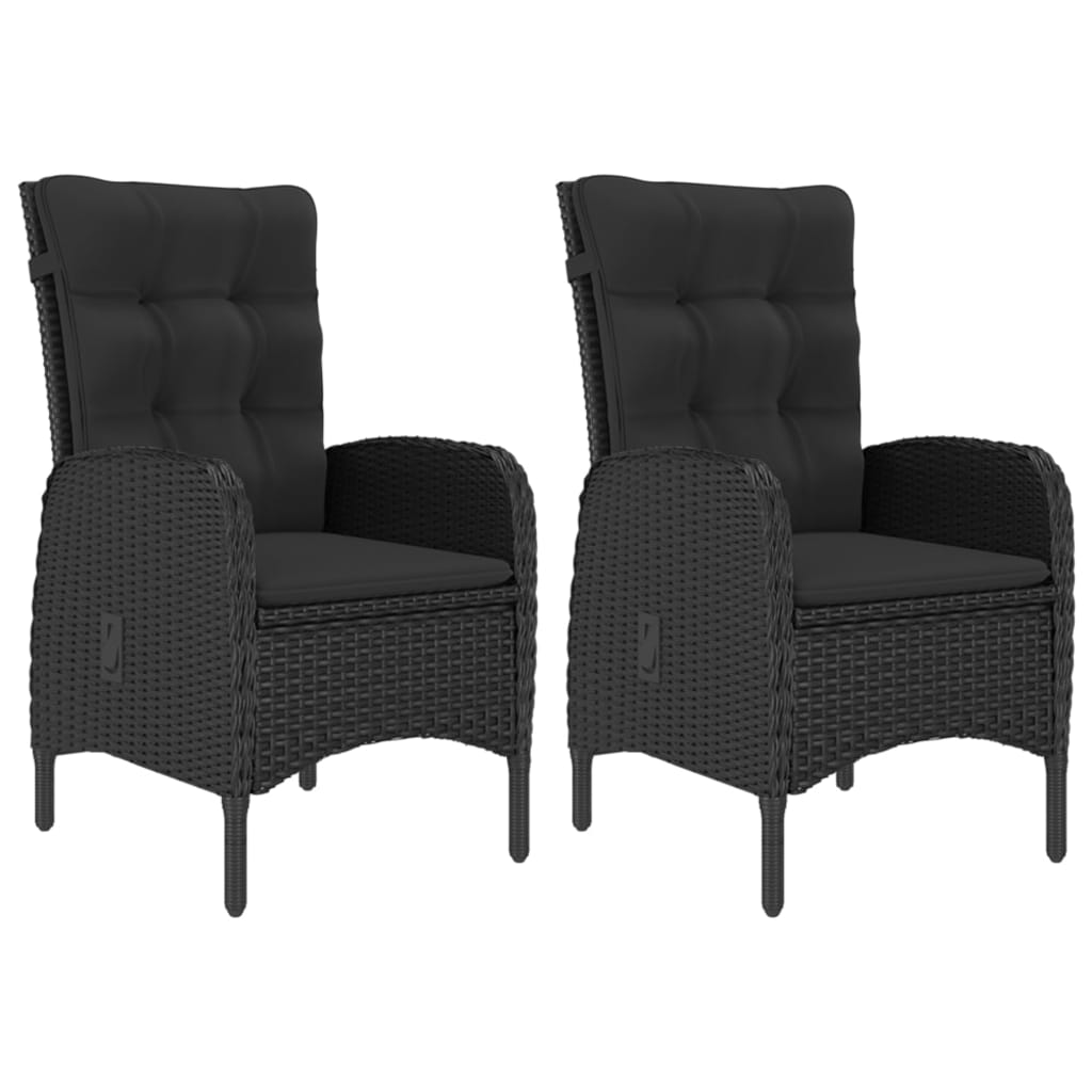 vidaXL 3-tlg. Bistro-Set Poly Rattan und Glas Schwarz