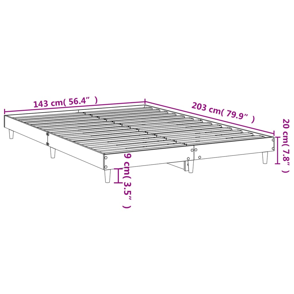 vidaXL Bettgestell ohne Matratze Räuchereiche 140x200 cm Holzwerkstoff