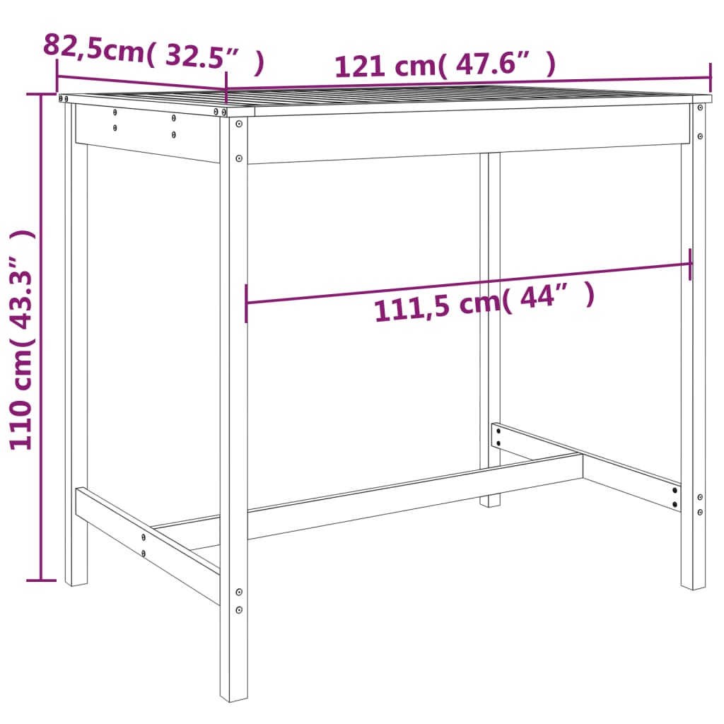 vidaXL 5-tlg. Gartenbar-Set Grau Massivholz Kiefer