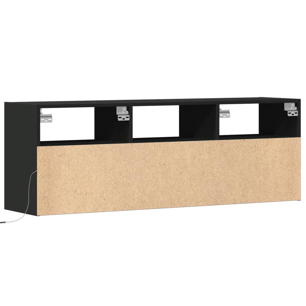 vidaXL TV-Wandschrank mit LED-Beleuchtung Schwarz 130x31x45 cm