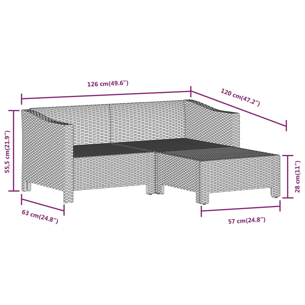 vidaXL 6-tlg. Garten-Lounge-Set mit Kissen Grau Poly Rattan