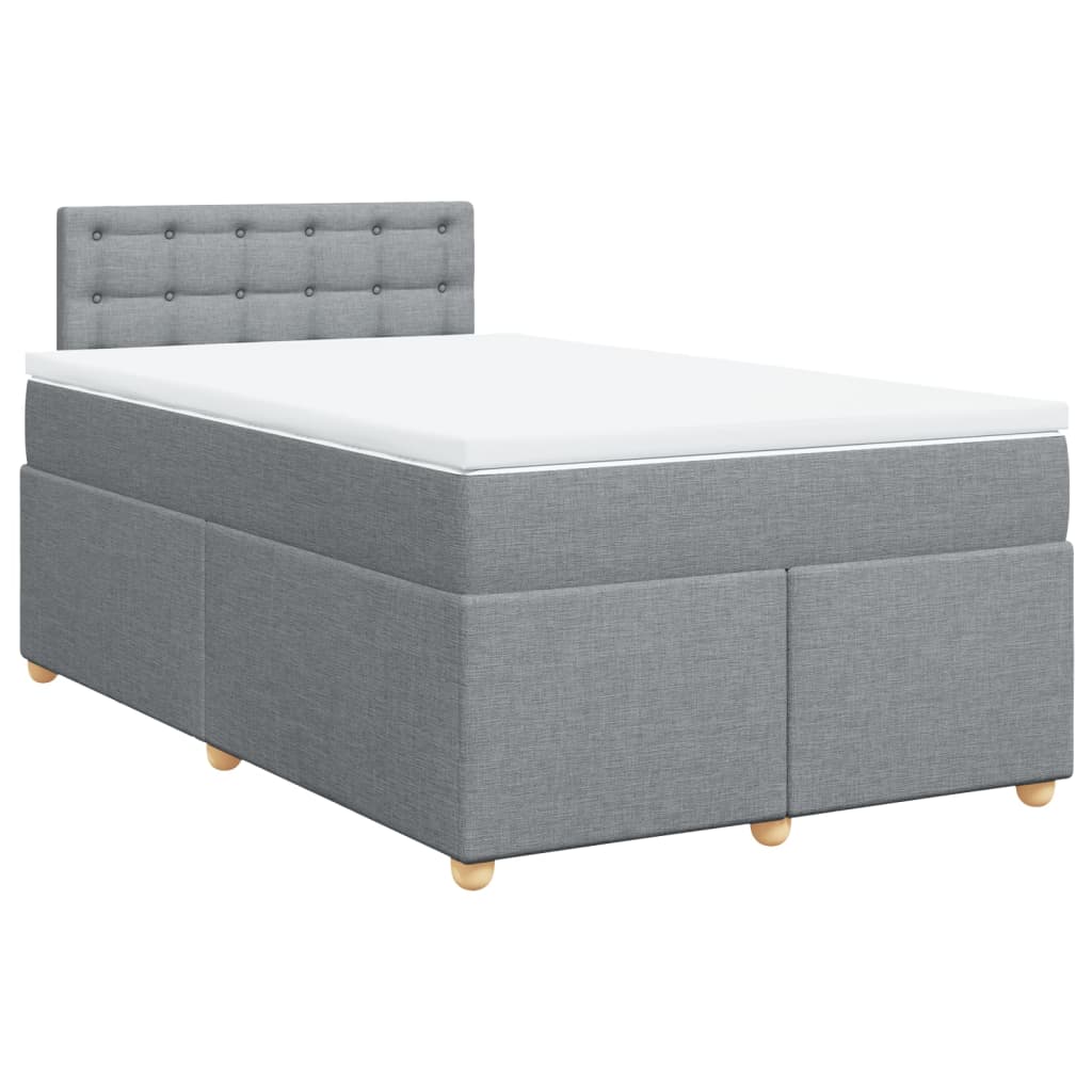 vidaXL Boxspringbett mit Matratze Hellgrau 120x190 cm Stoff