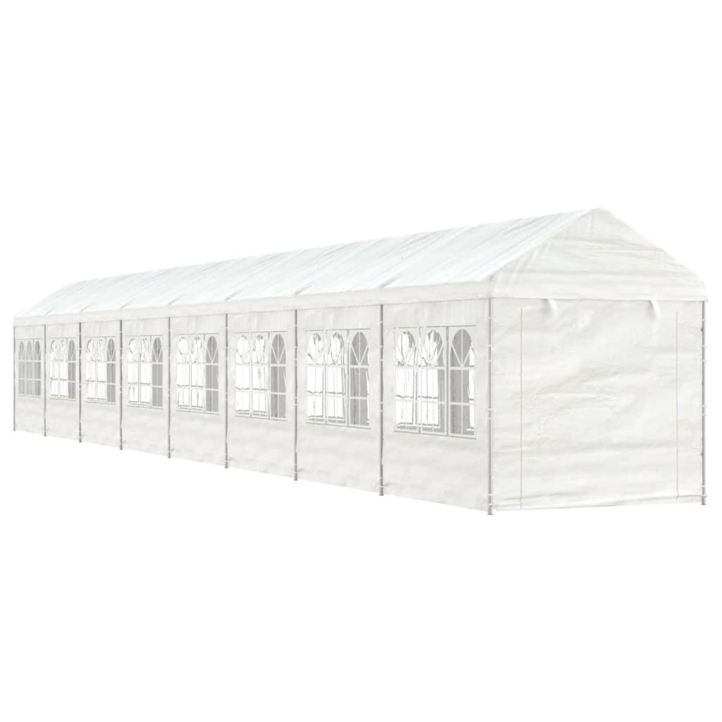 vidaXL Pavillon mit Dach Weiß 17,84x2,28x2,69 m Polyethylen