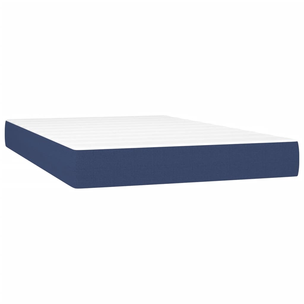 vidaXL Boxspringbett mit Matratze & LED Blau 120x200 cm Stoff