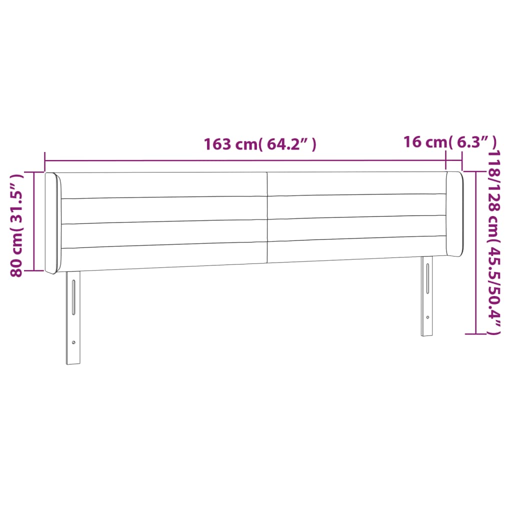 vidaXL Kopfteil mit Ohren Hellgrau 163x16x78/88 cm Stoff