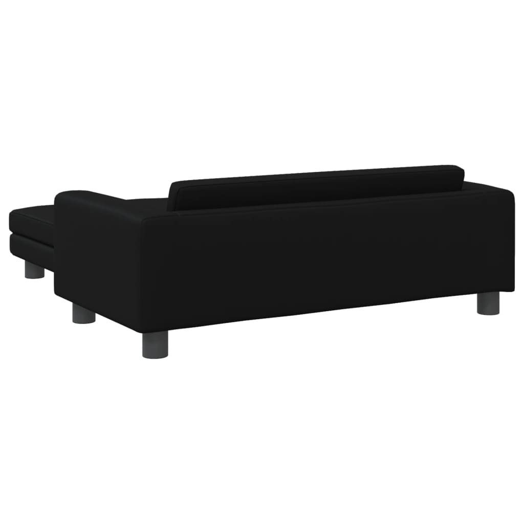 vidaXL Kindersofa mit Hocker Schwarz 100x50x30 cm Kunstleder