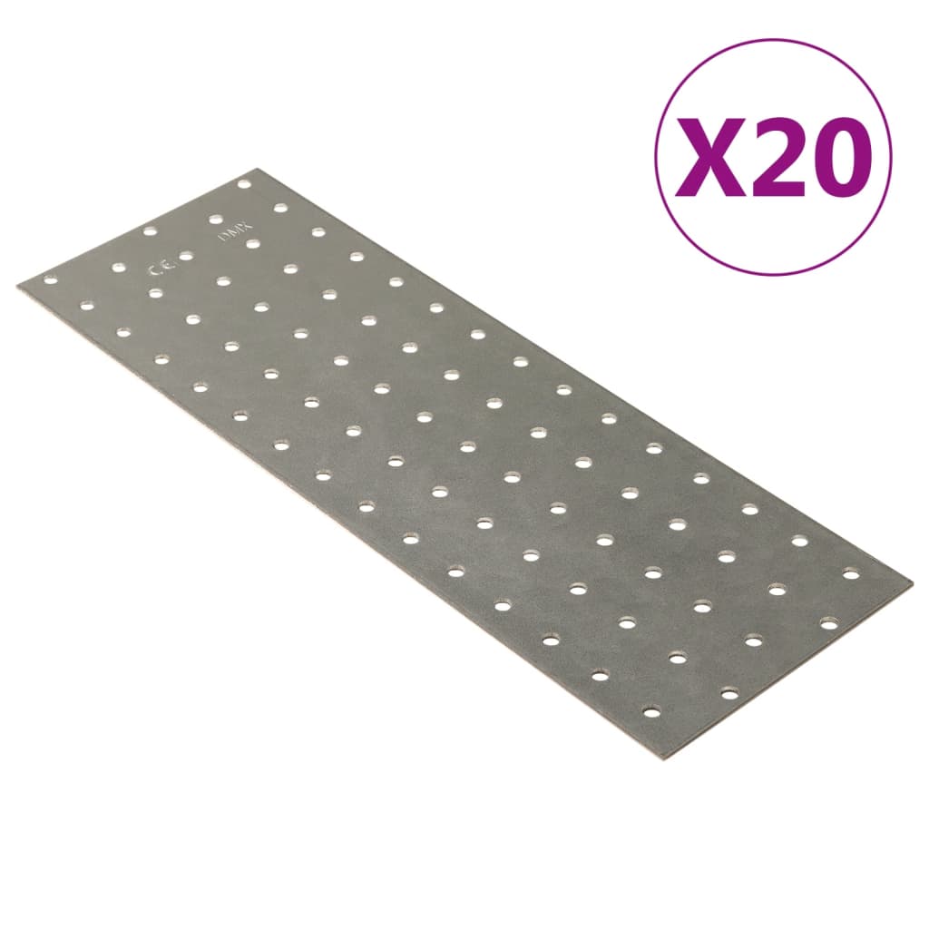 vidaXL Lochplatten 20 Stk. 2 mm 300x100 mm Verzinkter Stahl