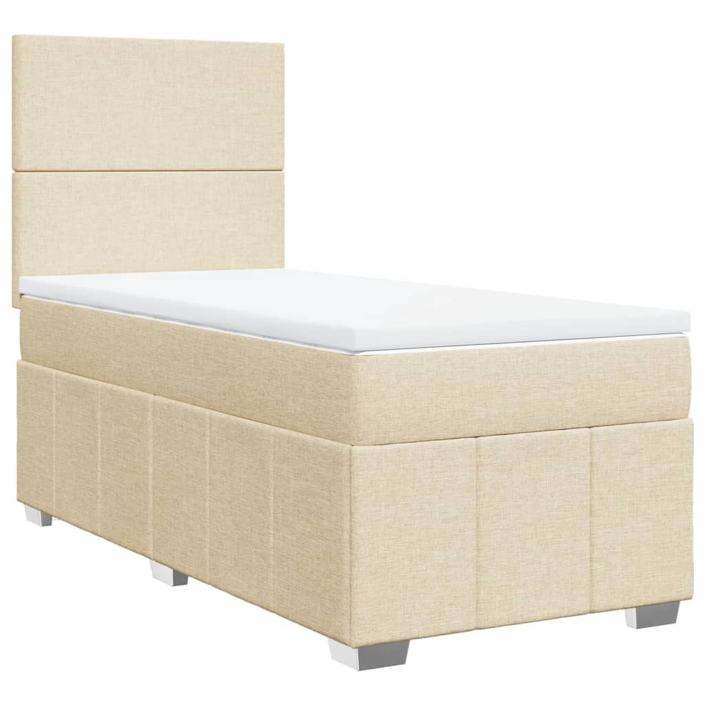 vidaXL Boxspringbett mit Matratze Creme 100x200 cm Stoff