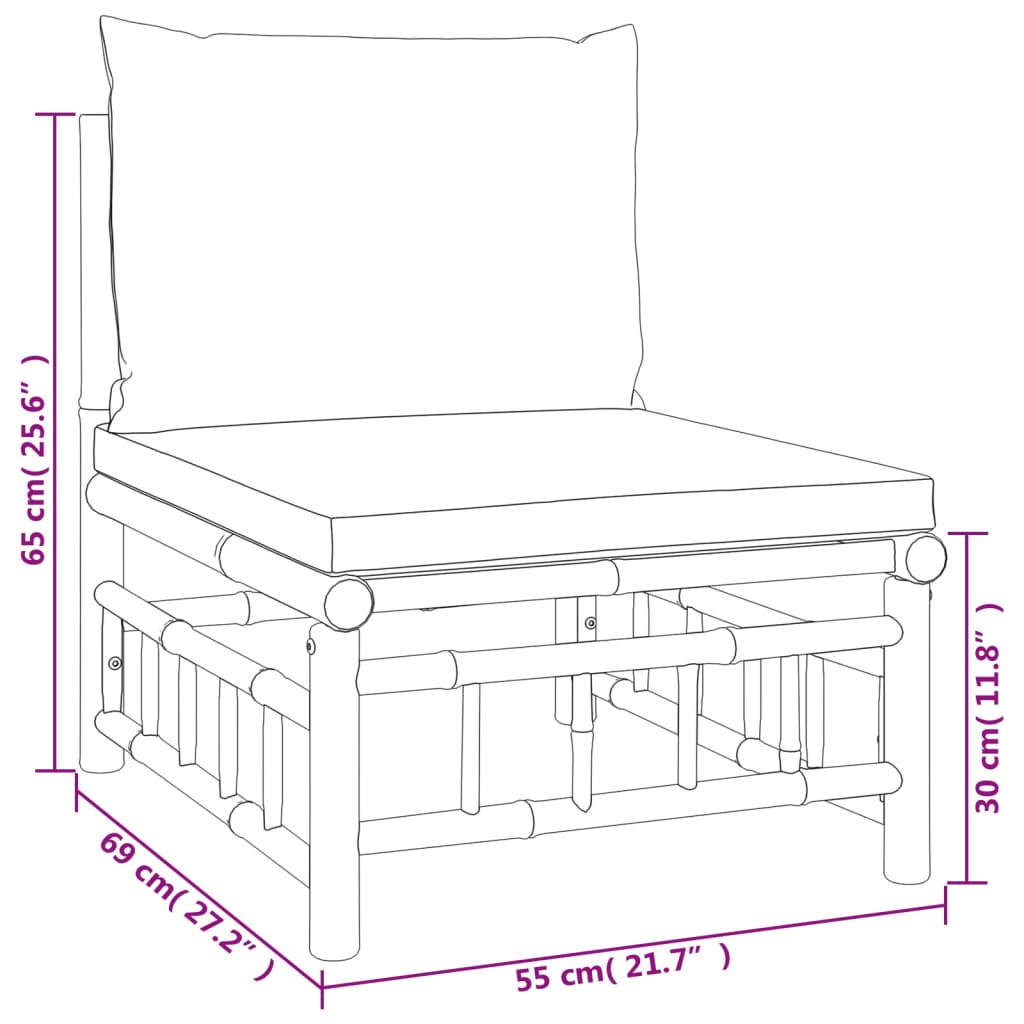 vidaXL 4-tlg. Garten-Lounge-Set mit Dunkelgrauen Kissen Bambus