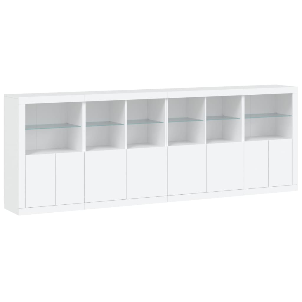 vidaXL Sideboard mit LED-Leuchten Weiß 283x37x100 cm