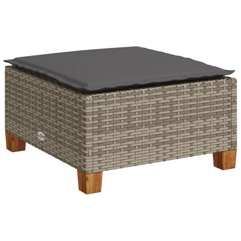 vidaXL 7-tlg. Garten-Sofagarnitur mit Kissen Grau Poly Rattan