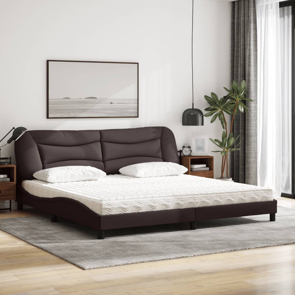 vidaXL Bett mit Matratze Dunkelbraun 200x200 cm Stoff