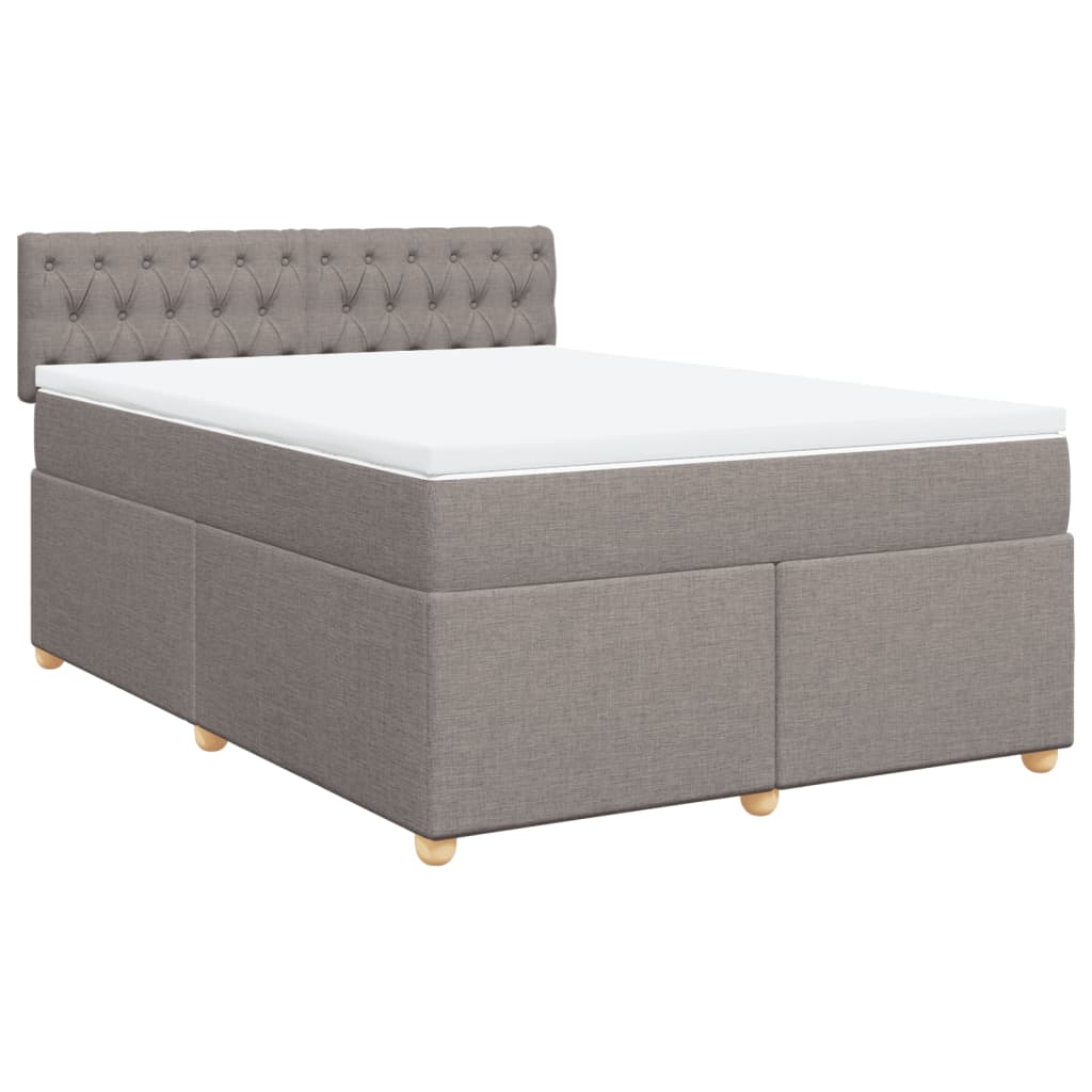 vidaXL Boxspringbett mit Matratze Taupe 160x200 cm Stoff