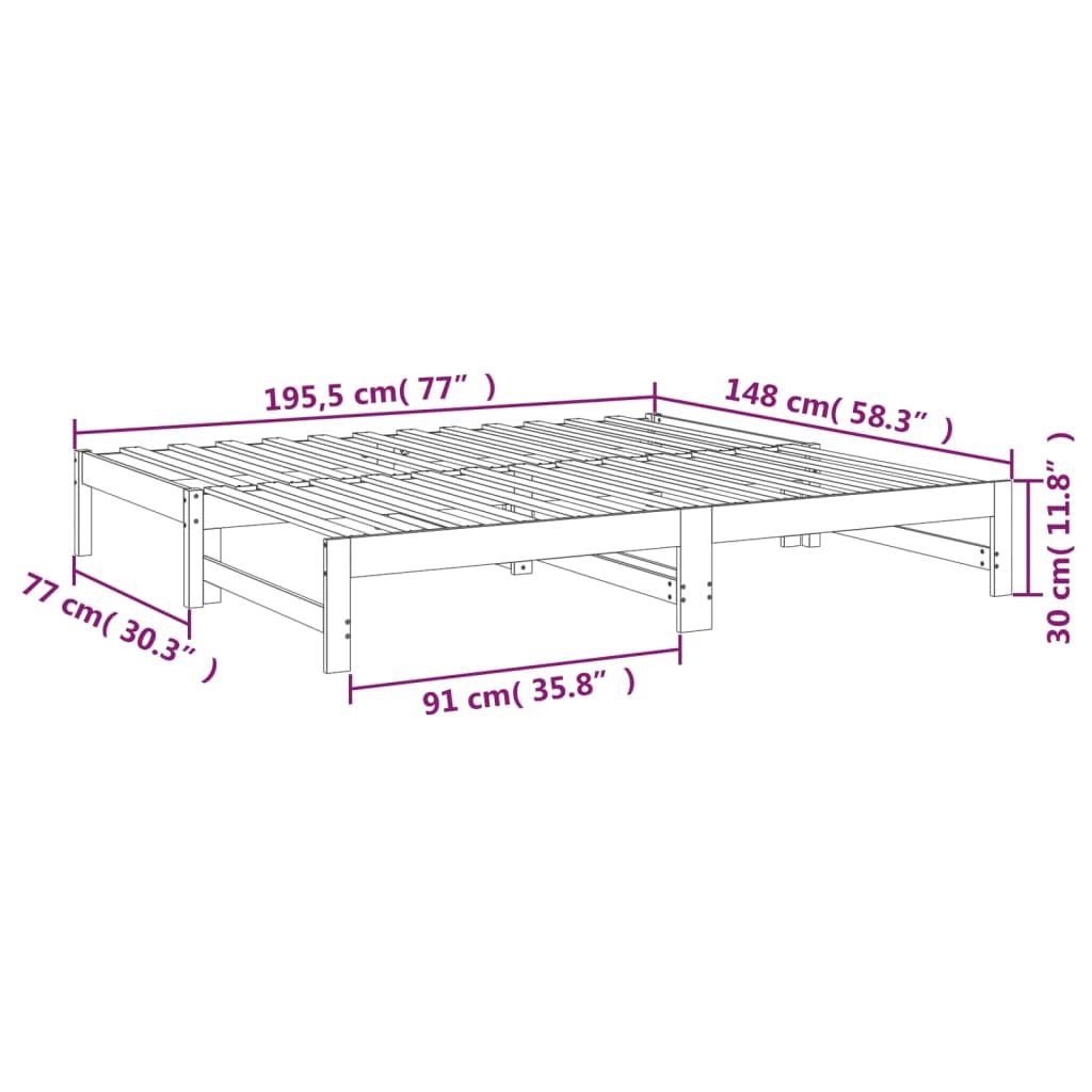 vidaXL Tagesbett Ausziehbar Weiß 2x(75x190) cm Massivholz Kiefer