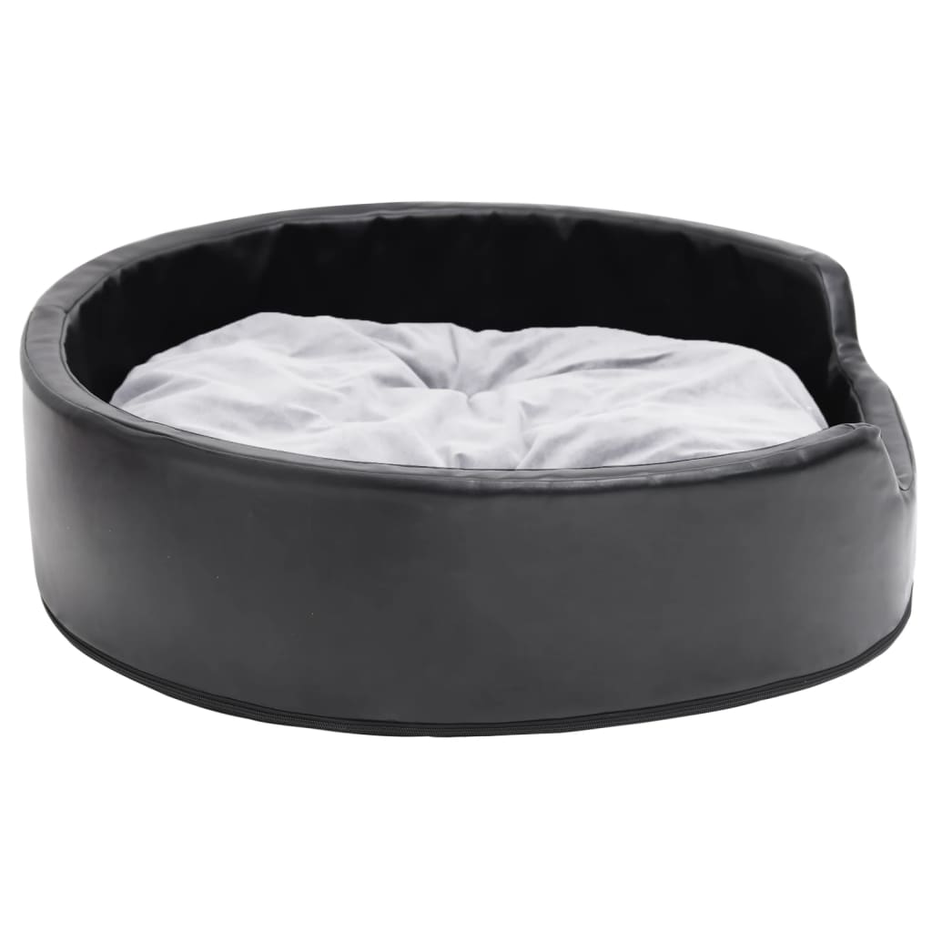 vidaXL Hundebett Schwarz-Grau 79x70x19 cm Plüsch und Kunstleder