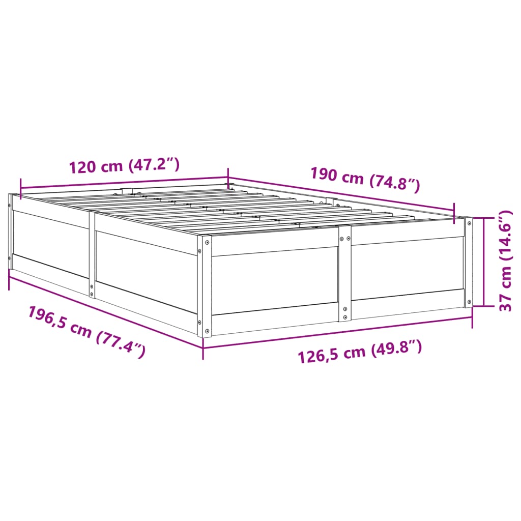 vidaXL Massivholzbett ohne Matratze Weiß 120x190 cm Kiefernholz