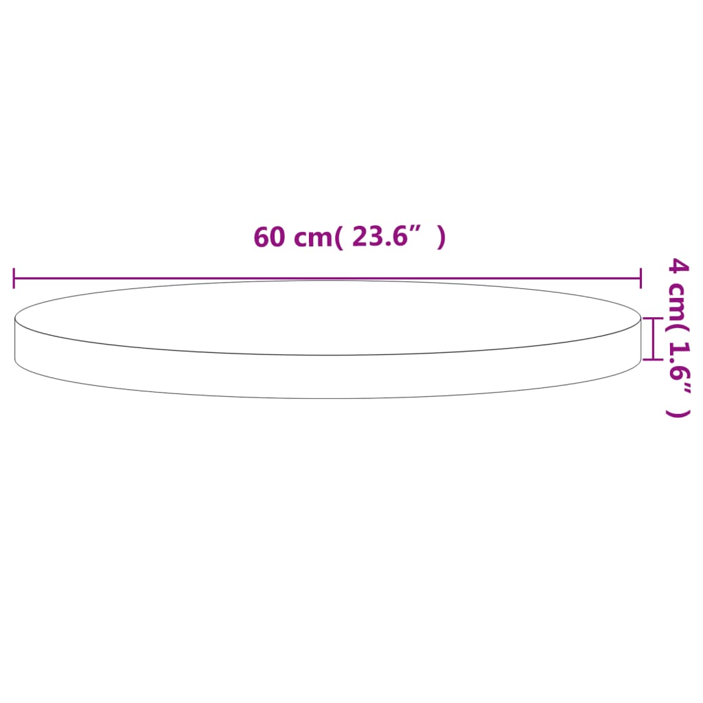 vidaXL Tischplatte Ø60x4 cm Rund Massivholz Buche