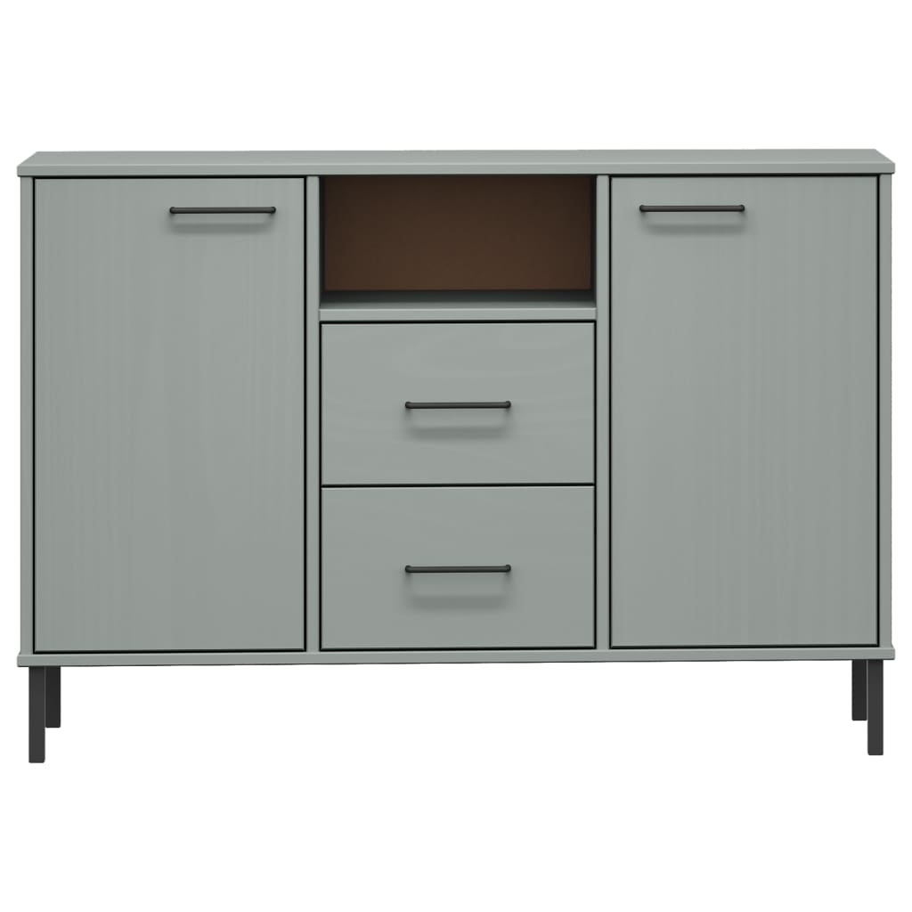 vidaXL Sideboard OSLO mit Metallbeinen Grau 113x40x77 cm Massivholz