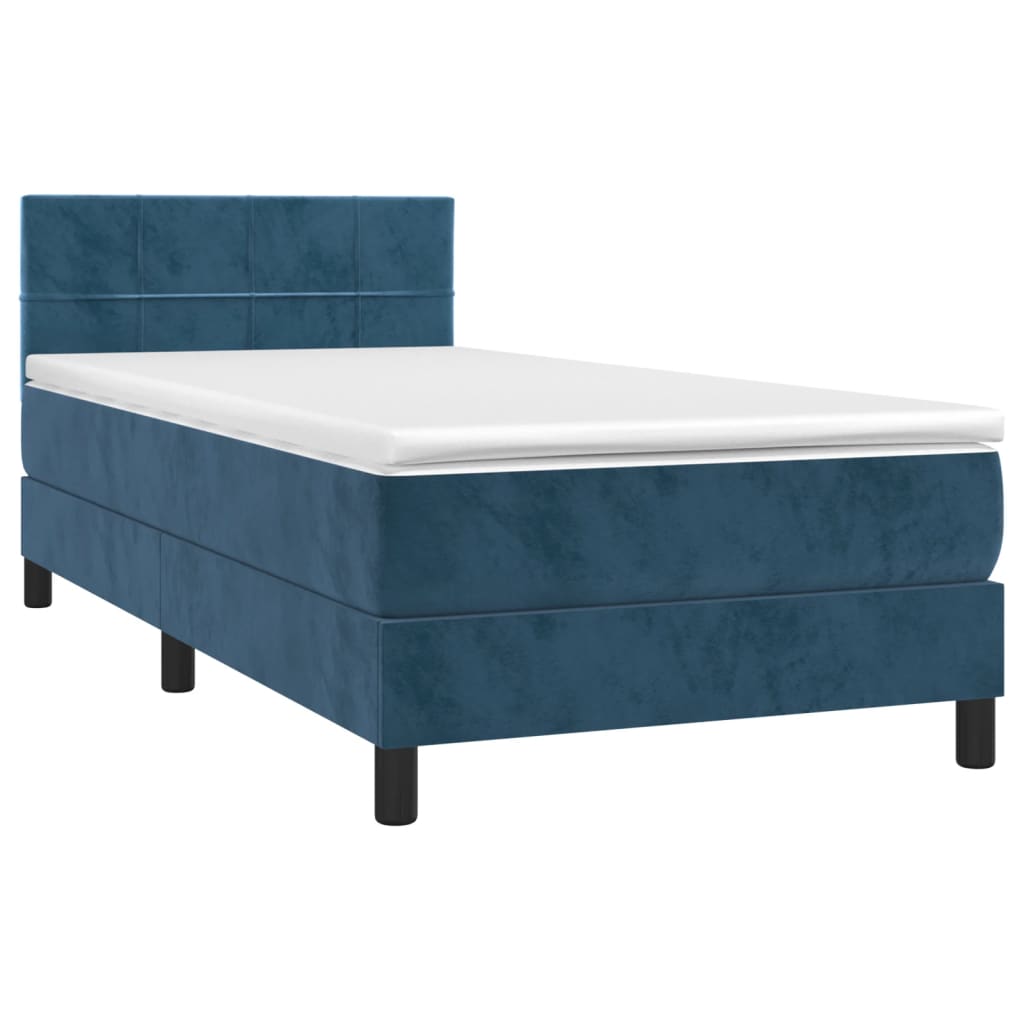 vidaXL Boxspringbett mit Matratze Dunkelblau 80x200 cm Samt