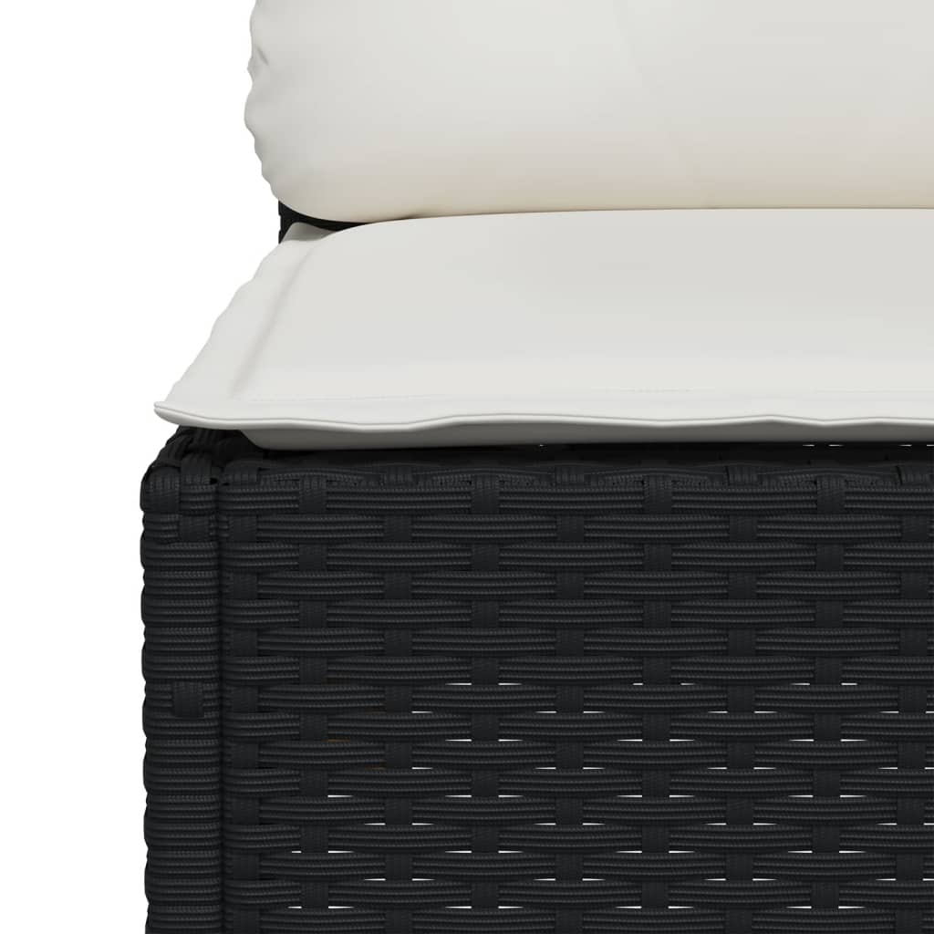 vidaXL Garten-Ecksofa mit Kissen Schwarz Poly Rattan