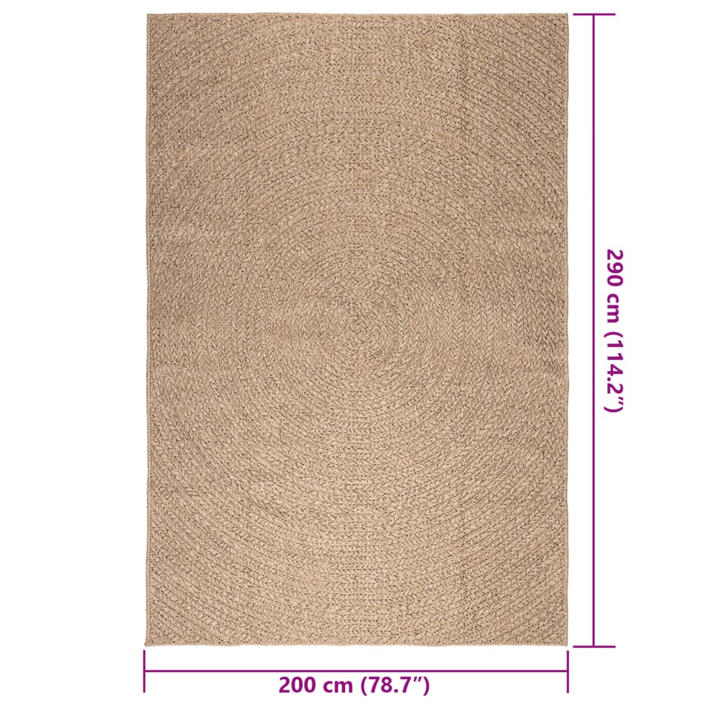 vidaXL Teppich ZIZUR 200x290 cm Jute-Optik Indoor und Outdoor