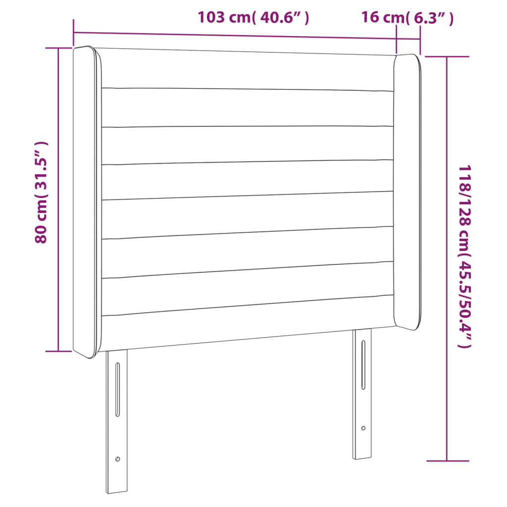 vidaXL Kopfteil mit Ohren Hellgrau 103x16x118/128 cm Stoff