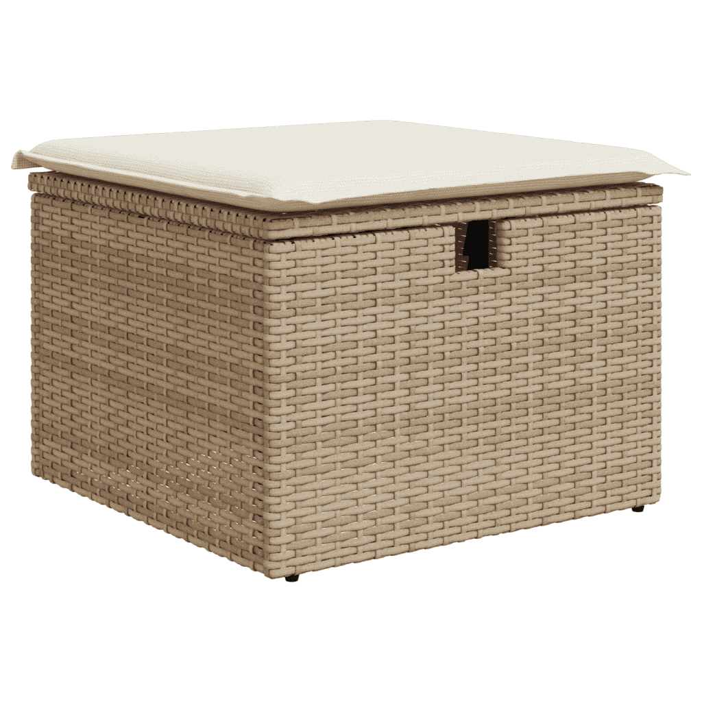 vidaXL 9-tlg. Garten-Sofagarnitur mit Kissen Beige Poly Rattan