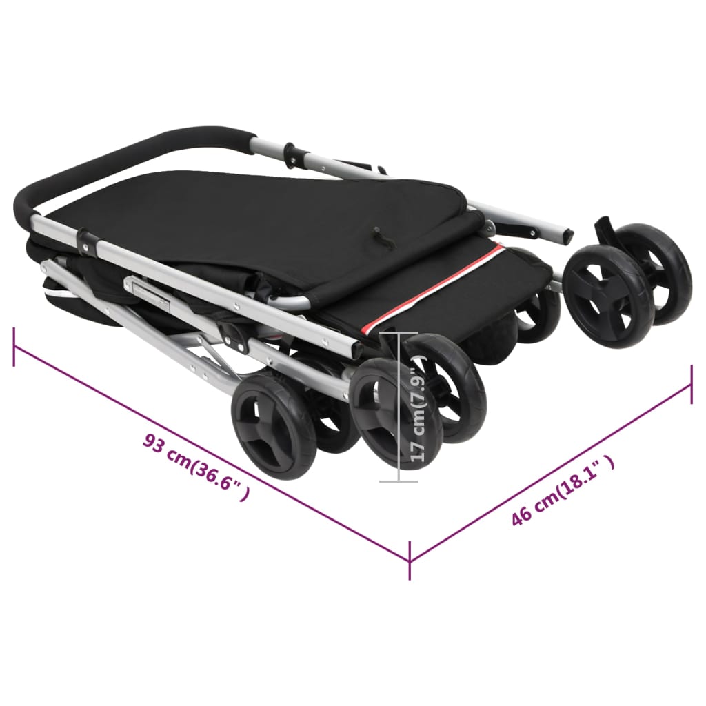 vidaXL Hundewagen Faltbar Schwarz 100x49x96 cm Leinenstoff