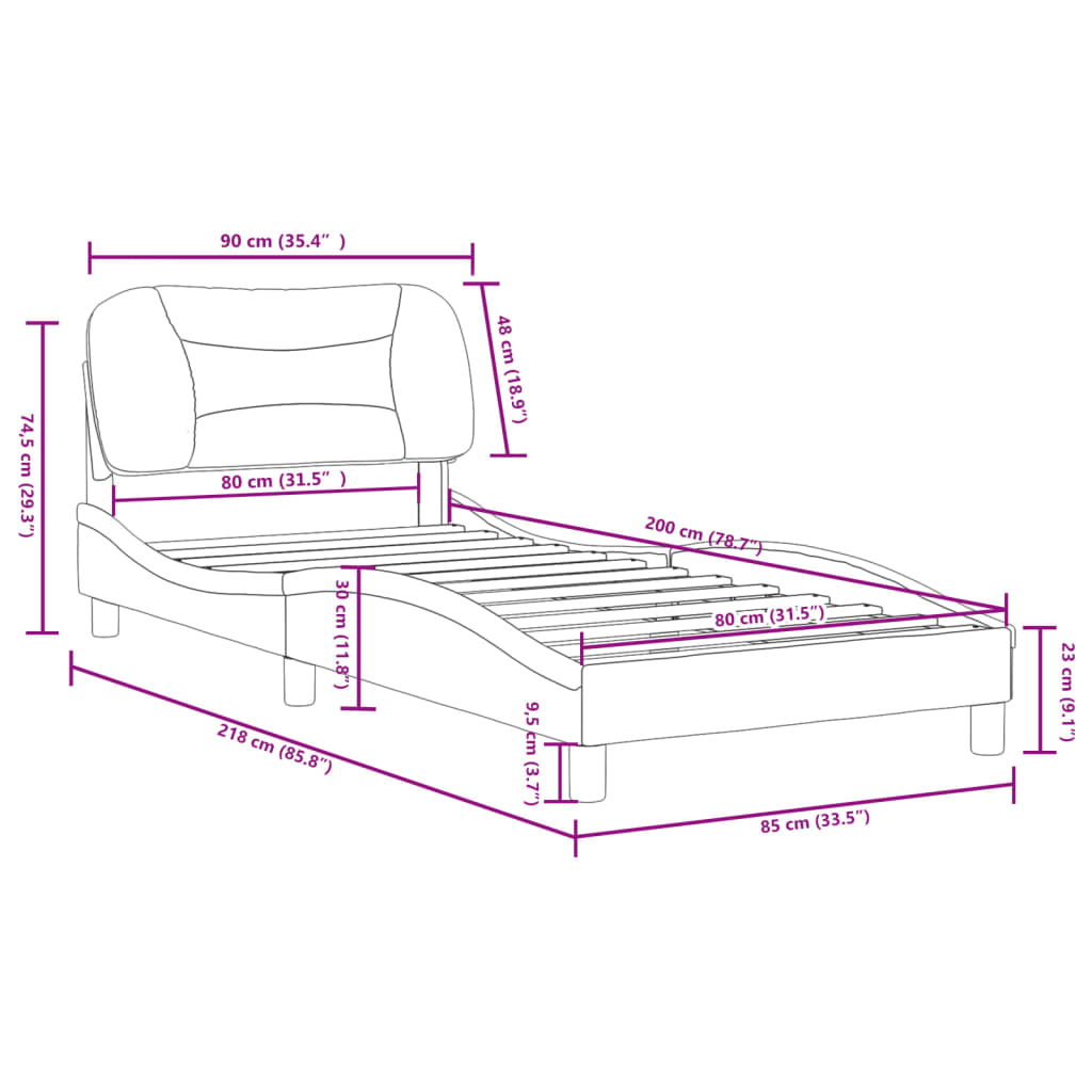 vidaXL Bettgestell mit Kopfteil Cappuccino-Braun 80x200 cm Kunstleder