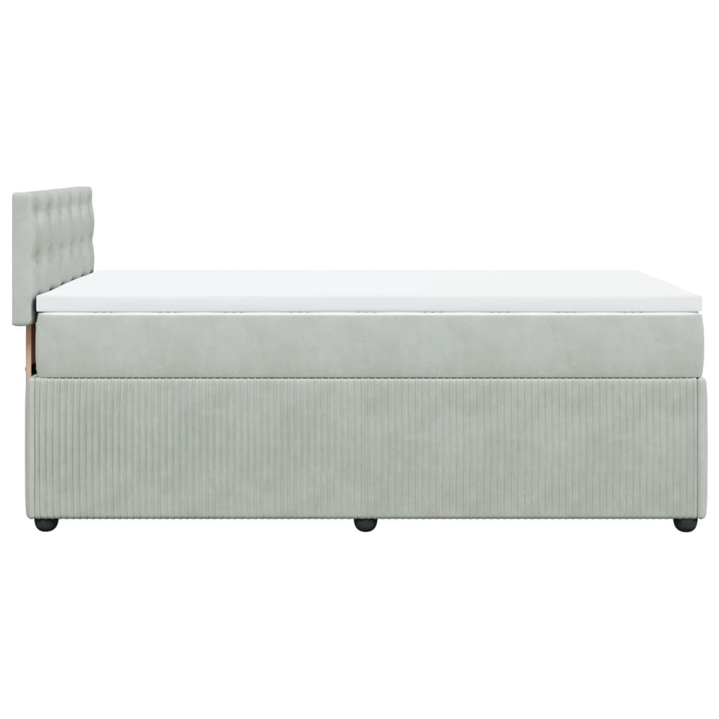 vidaXL Boxspringbett mit Matratze Hellgrau 90x200 cm Samt