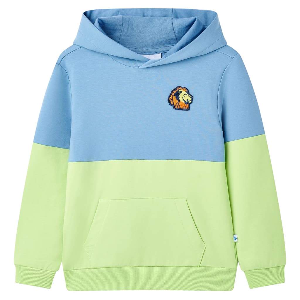 Kinder-Kapuzenpullover Blau und Zartgelb 140