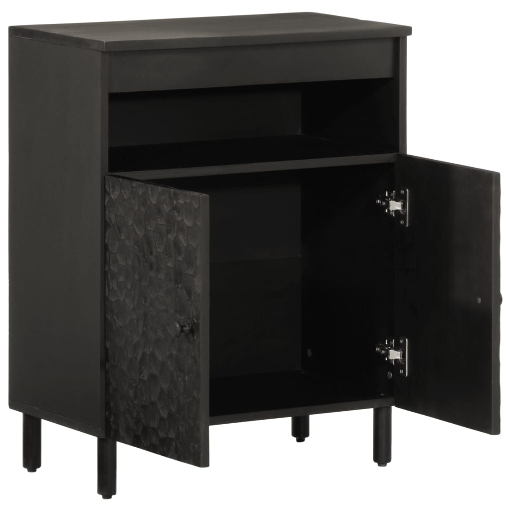 vidaXL Beistellschrank Schwarz 60x33x75 cm Massivholz Mango