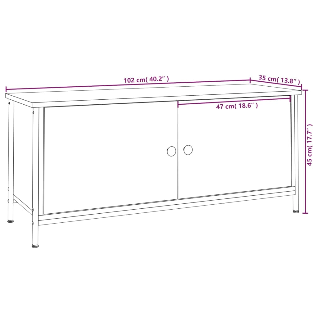 vidaXL TV-Schrank mit Türen Schwarz 102x35x45 cm Holzwerkstoff